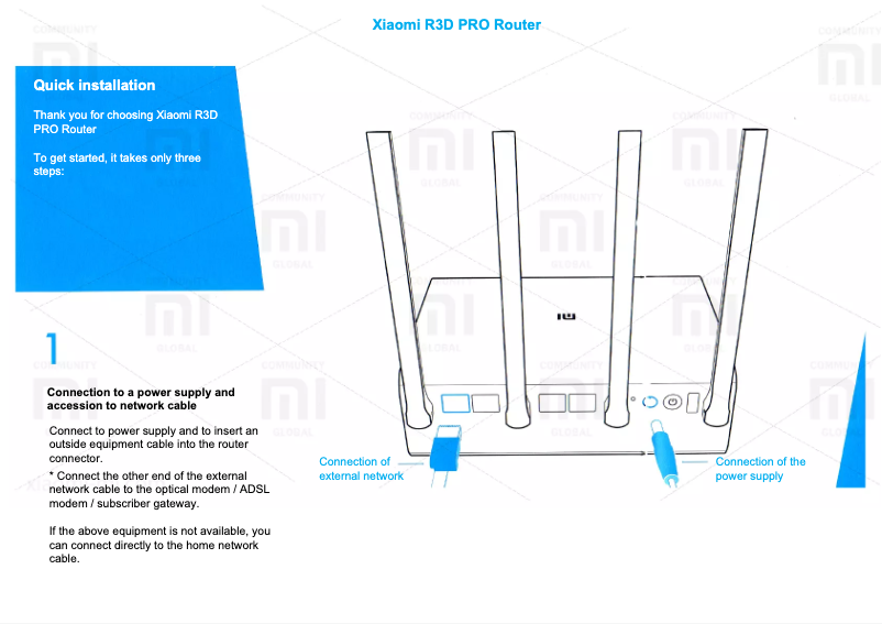 Imagen de la primera página del manual del dispositivo Mi WiFi Router Pro