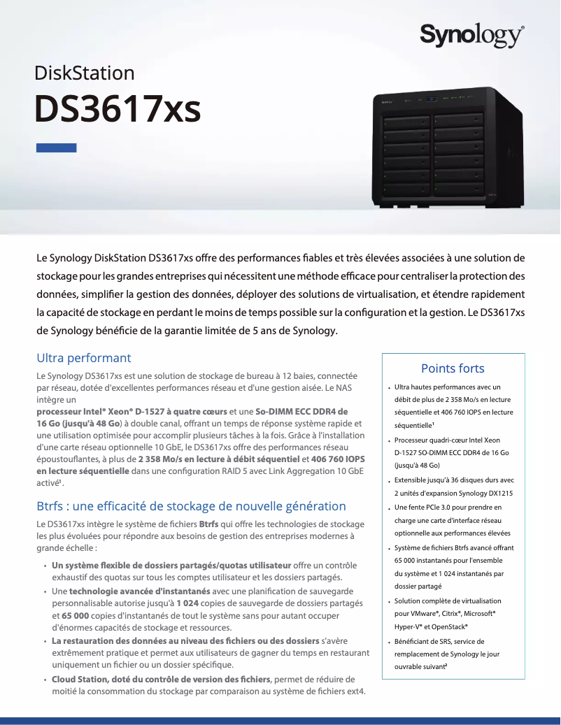 Página nº 1 - Ficha técnica Synology DiskStation DS3617xs
