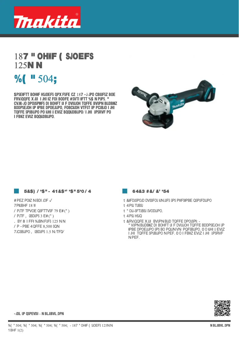 Página 1 del manual Ficha técnica Makita DGA504