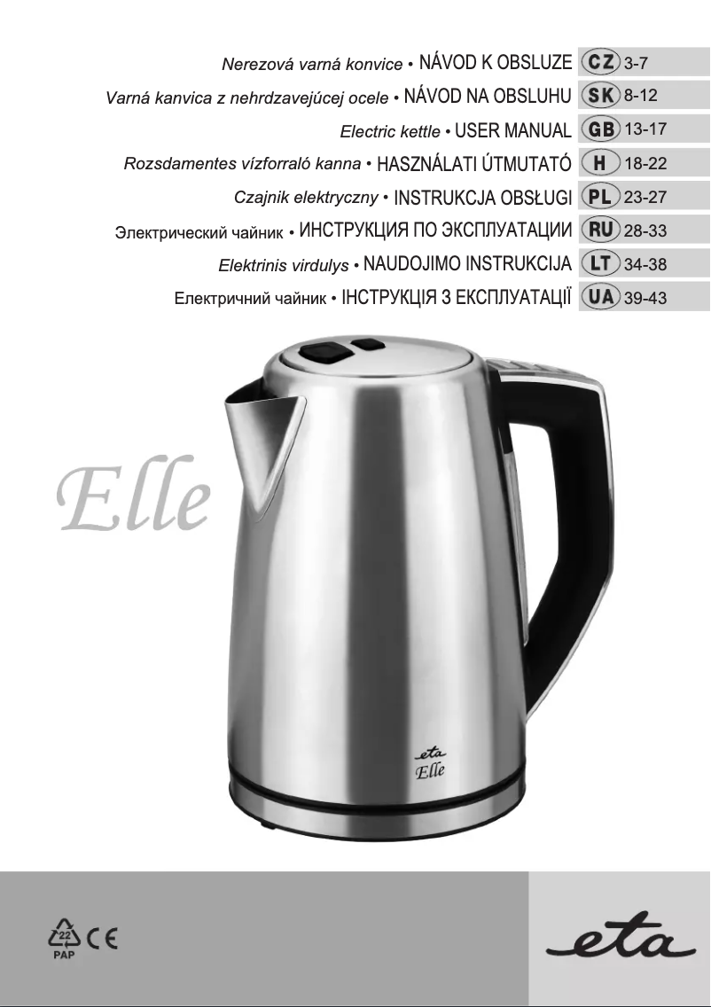 Página 1 del manual Manual de usuario Eta 759990000