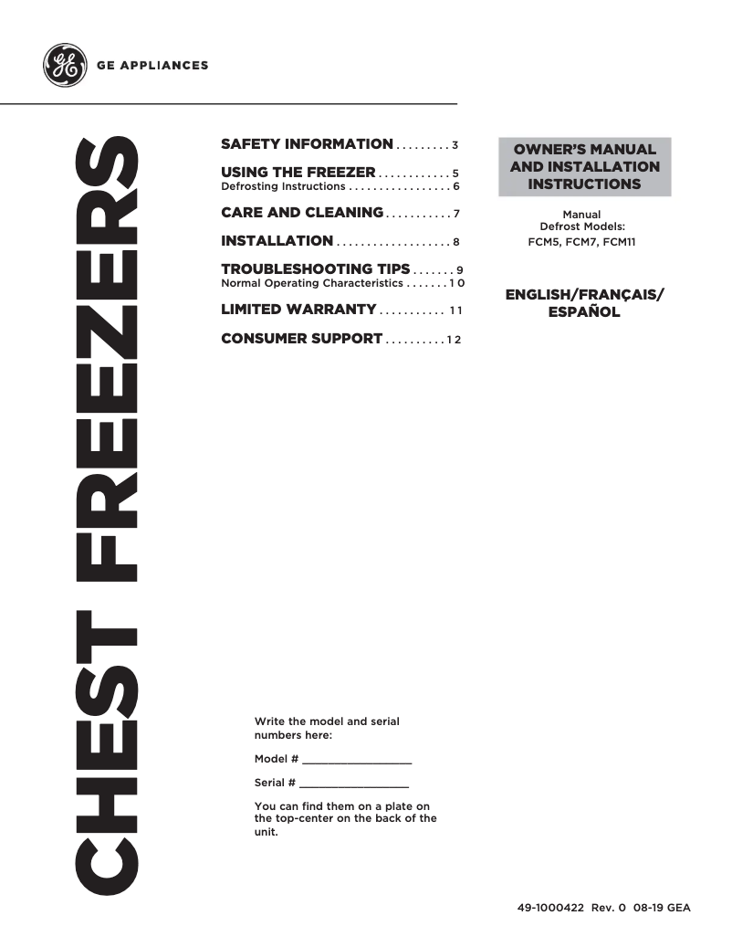 Imagen de la primera página del manual del dispositivo FCM7SKWW