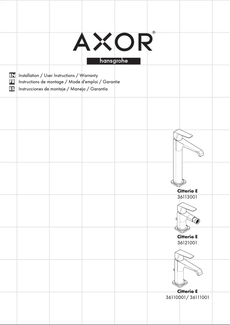 Página 1 del manual Manual de usuario Axor Citterio E 36113001