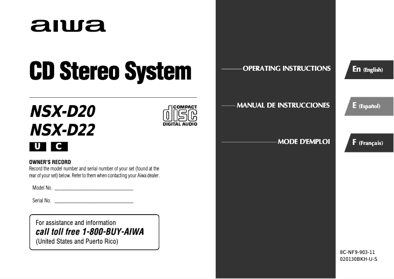 Página 1 del manual Manual de usuario Aiwa NSX-D22