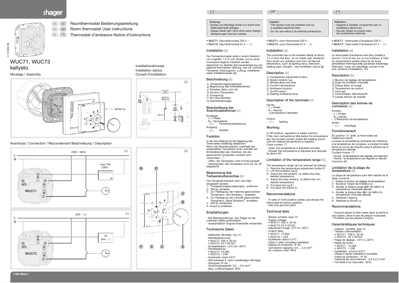 Imagen de la primera página del manual del dispositivo WUC73