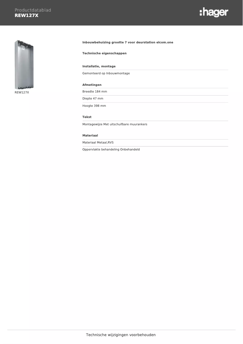 Imagen de la primera página del manual del dispositivo REW127X