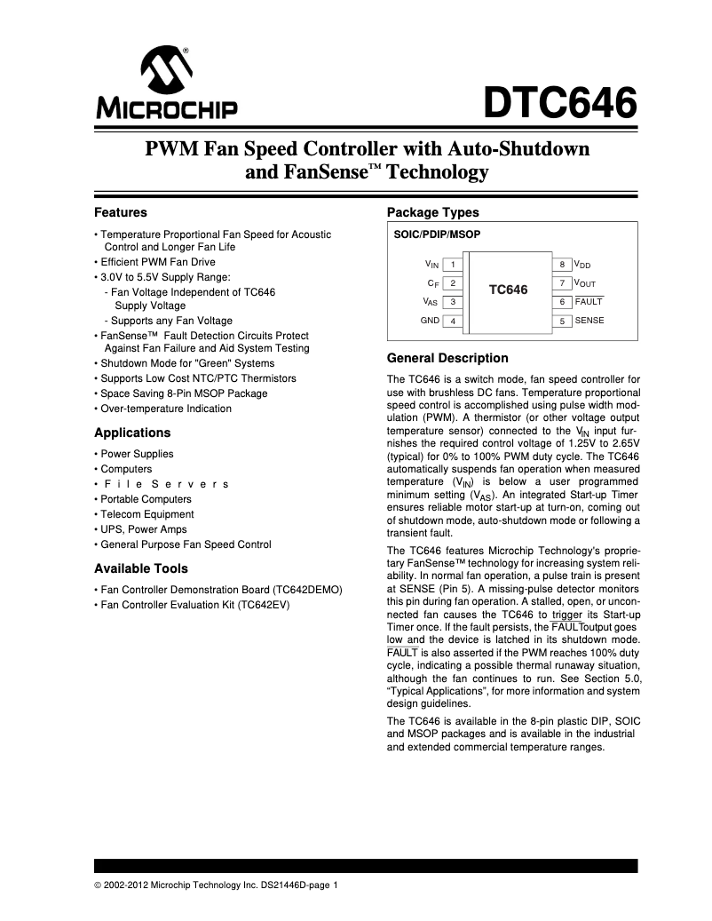 Página nº 1 - Ficha técnica Microchip TC646
