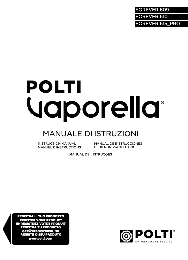 Imagen de la primera página del manual del dispositivo Vaporella Forever 609