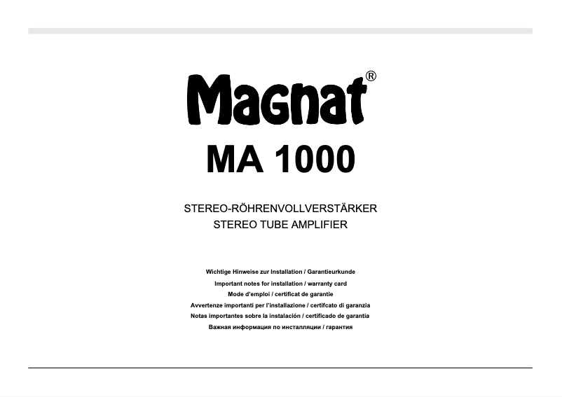 Página 1 del manual Manual de usuario Magnat MA 1000