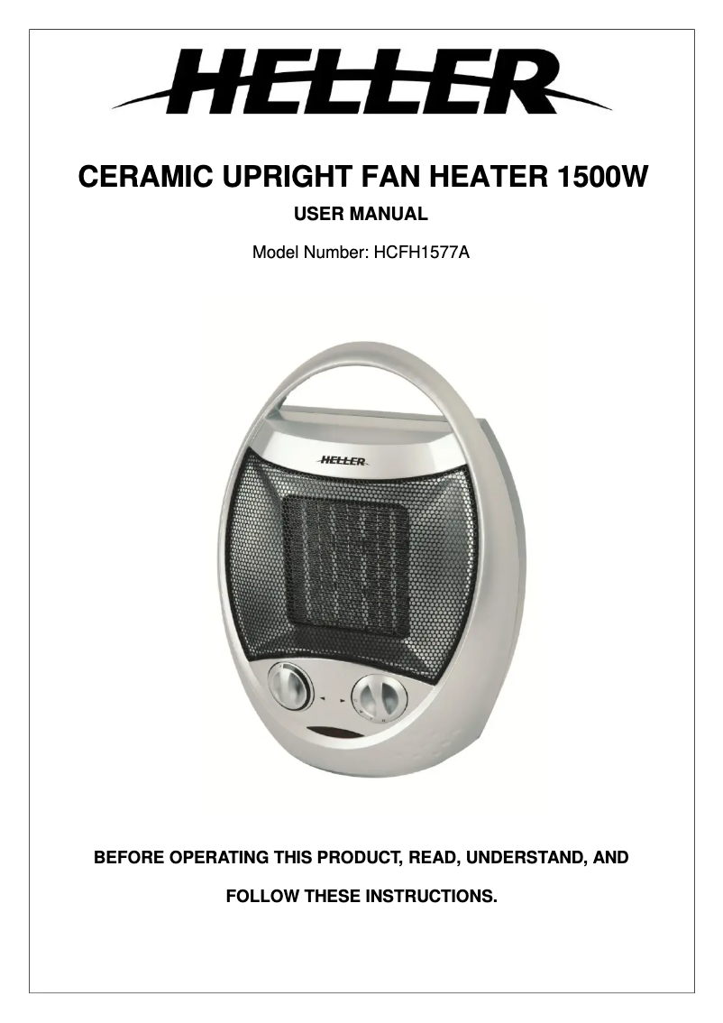 Imagen de la primera página del manual del dispositivo HCFH1577A