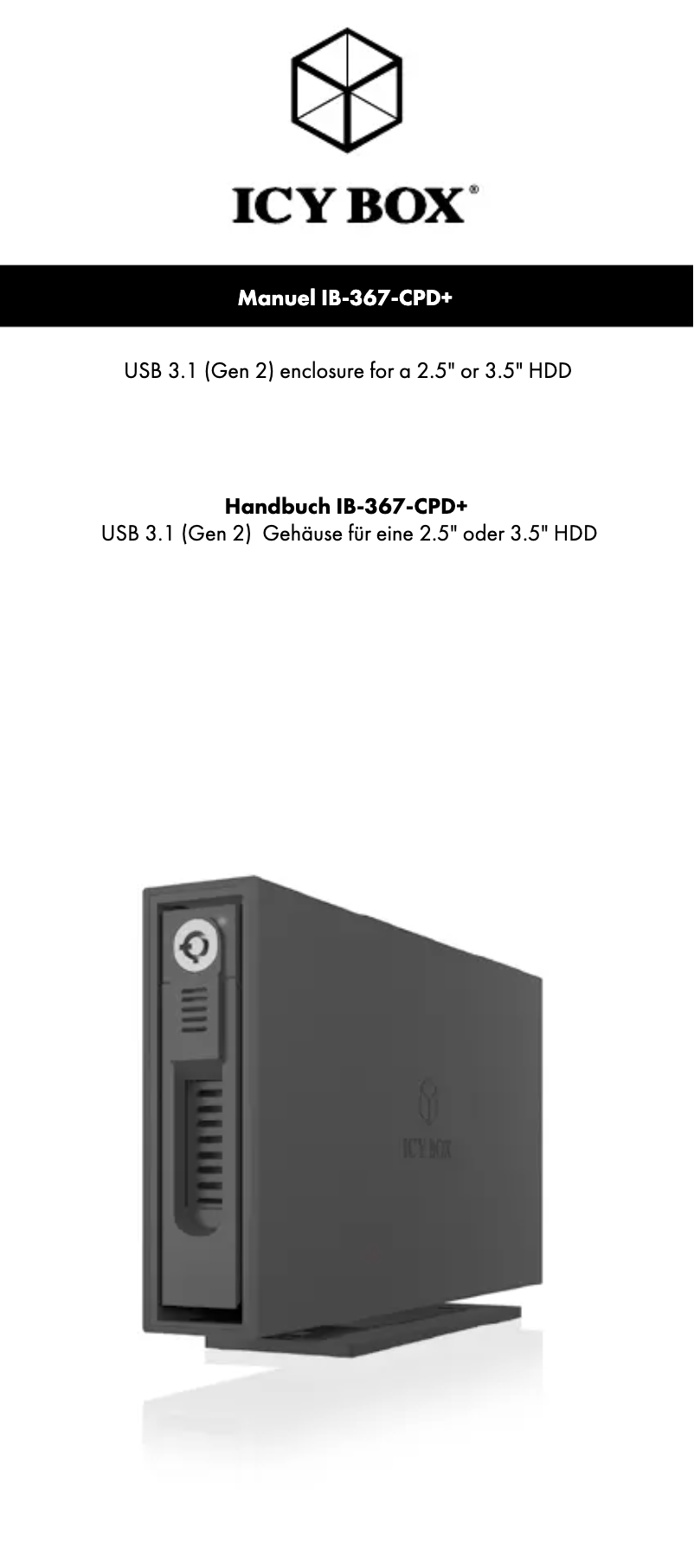 Página 1 del manual Manual de usuario Icy Box IB-367-CPD+