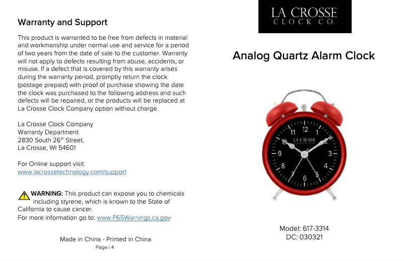 Página nº 1 - Manual de usuario La Crosse Technology 617-3314