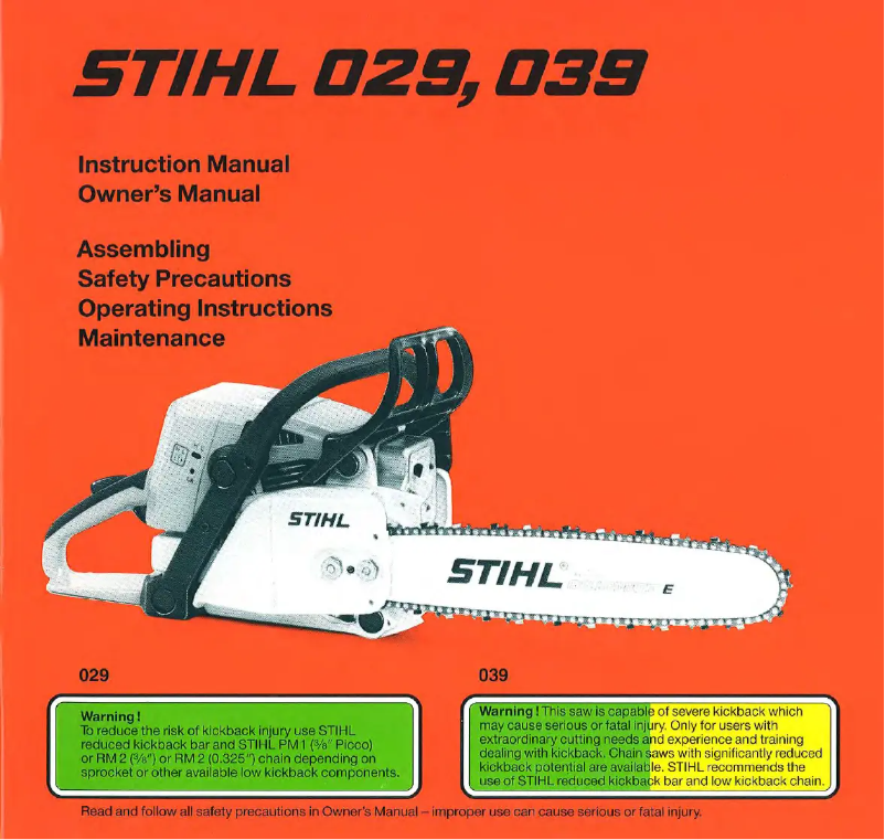 Página 1 del manual Manual de usuario Stihl 029