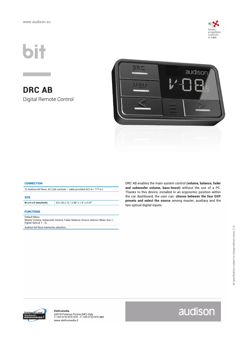 Página 1 del manual Manual de usuario Audison bit DRC AB