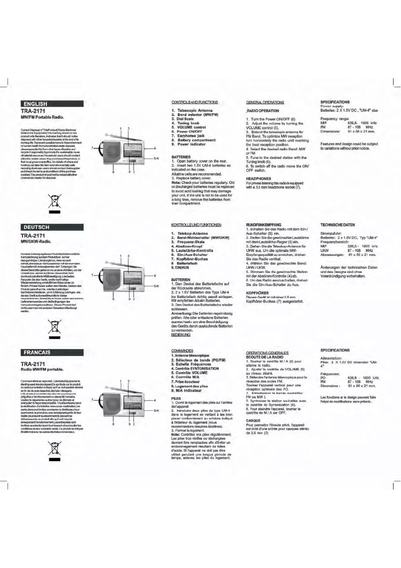 Página 1 del manual Manual de usuario Roadstar TRA-2171