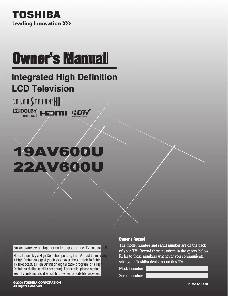 Página 1 del manual Manual de usuario Toshiba 22AV600U