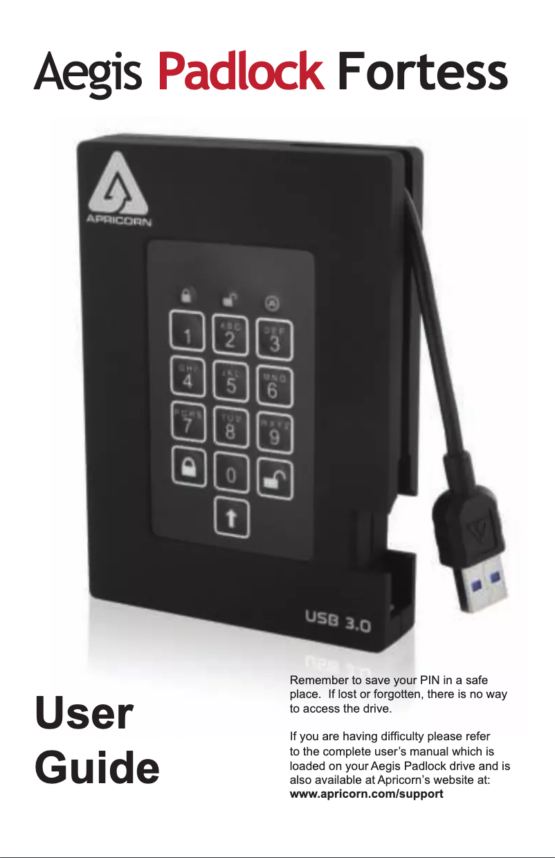 Página nº 1 - Manual de usuario Apricorn Padlock Fortress