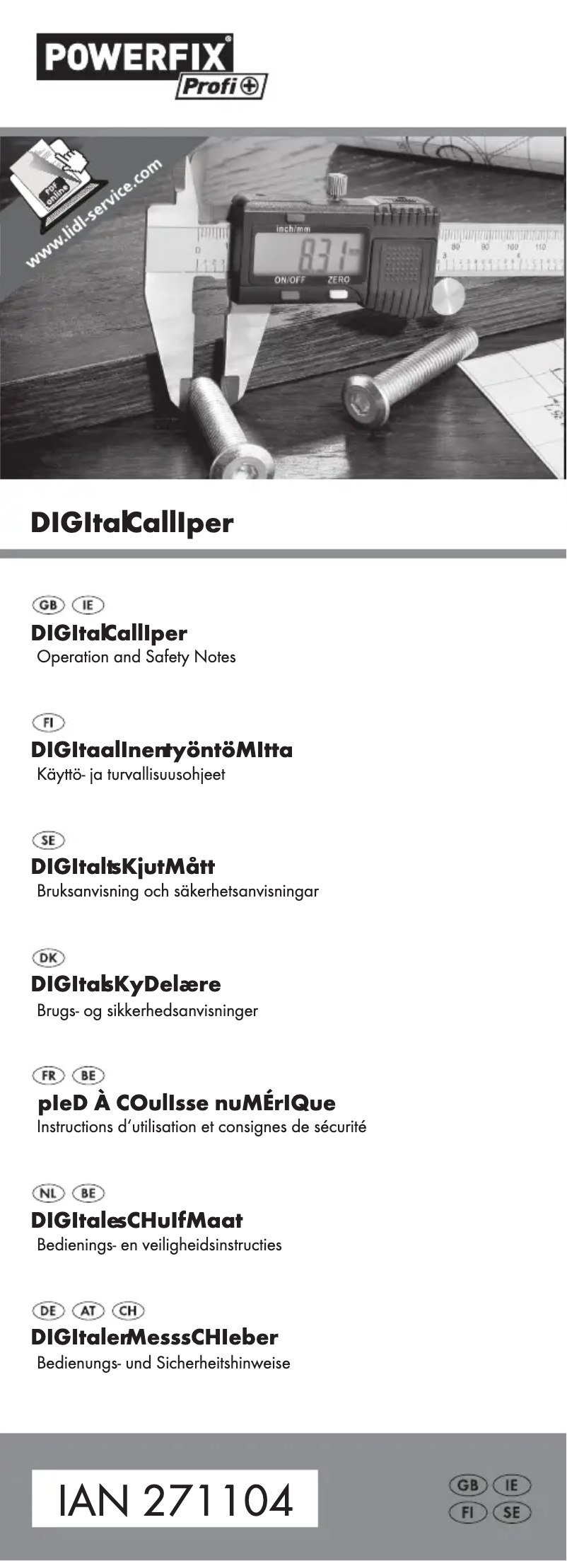 Imagen de la primera página del manual del dispositivo IAN 271104