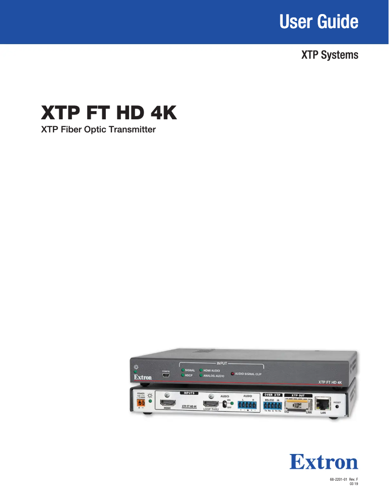 Imagen de la primera página del manual del dispositivo XTP FT HD 4K