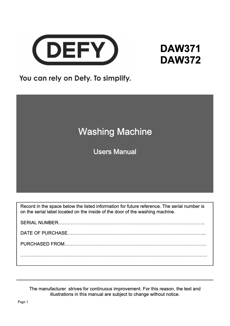 Imagen de la primera página del manual del dispositivo DAW 371