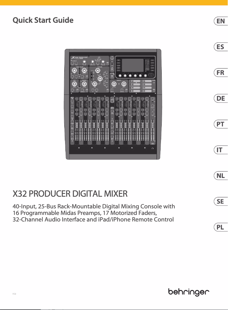 Página 1 del manual Guía de inicio rápido Behringer X32 Producer