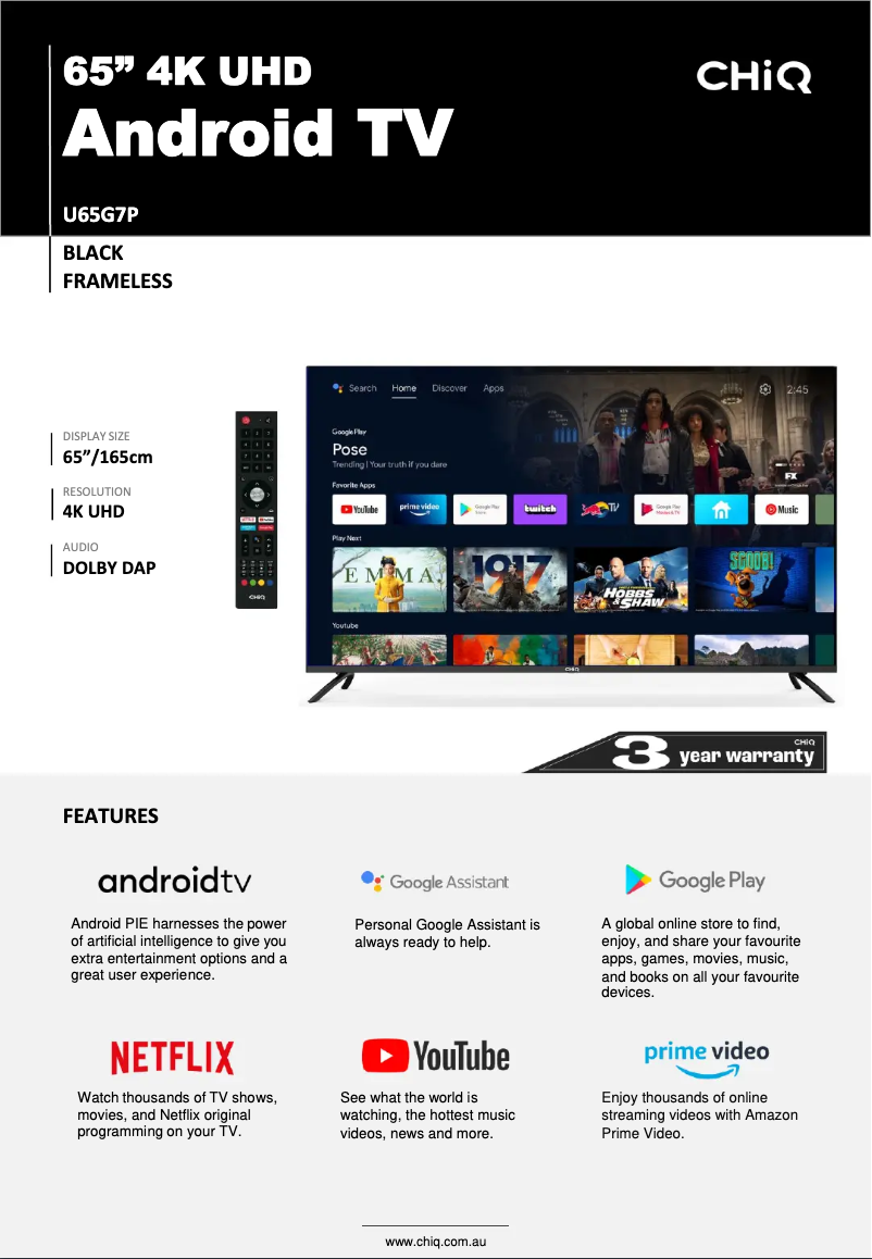 Imagen de la primera página del manual del dispositivo U65G7P