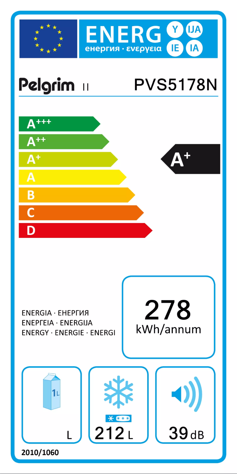 Página nº 1 - Etiqueta energética Pelgrim PVS5178N