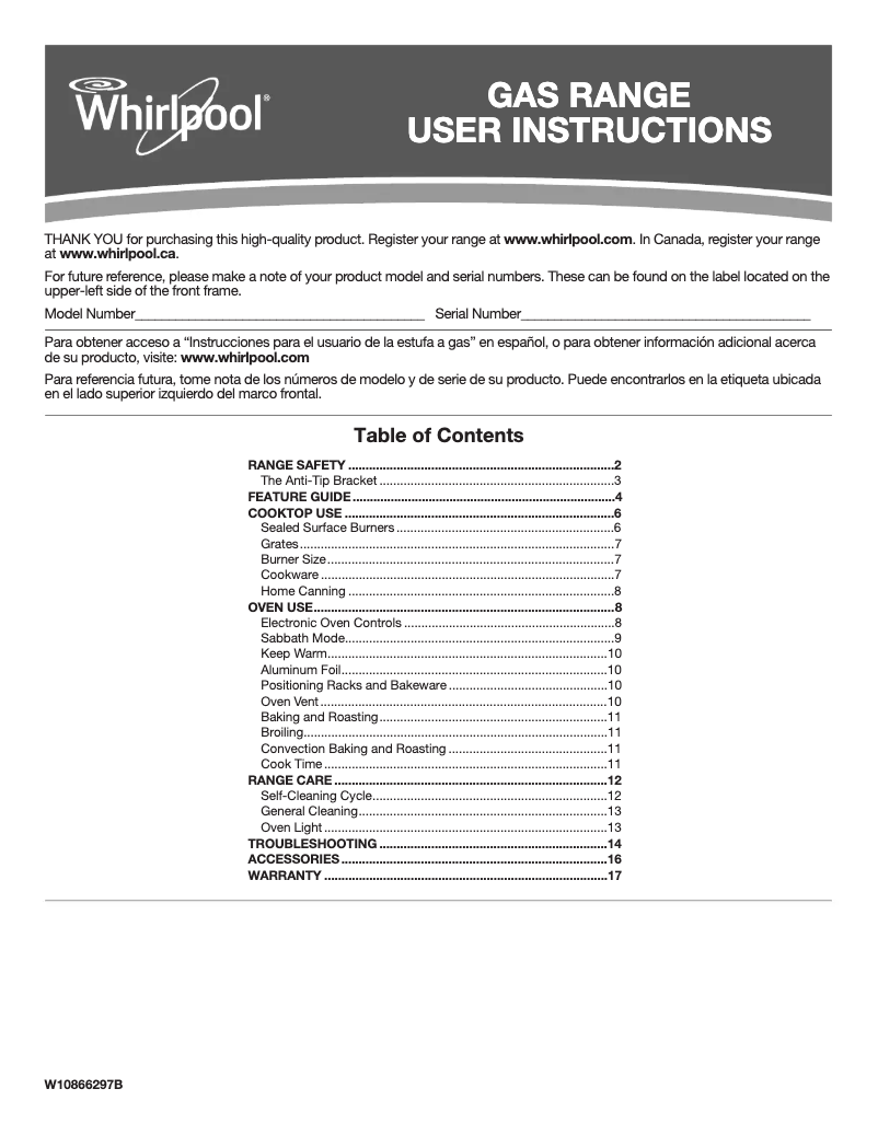 Página 1 del manual Manual de usuario Whirlpool WFG520S0FS