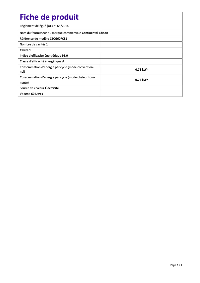 Imagen de la primera página del manual del dispositivo CECG60FCB1