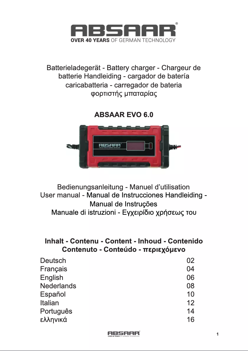 Página 1 del manual Manual de usuario Absaar EVO 6.0