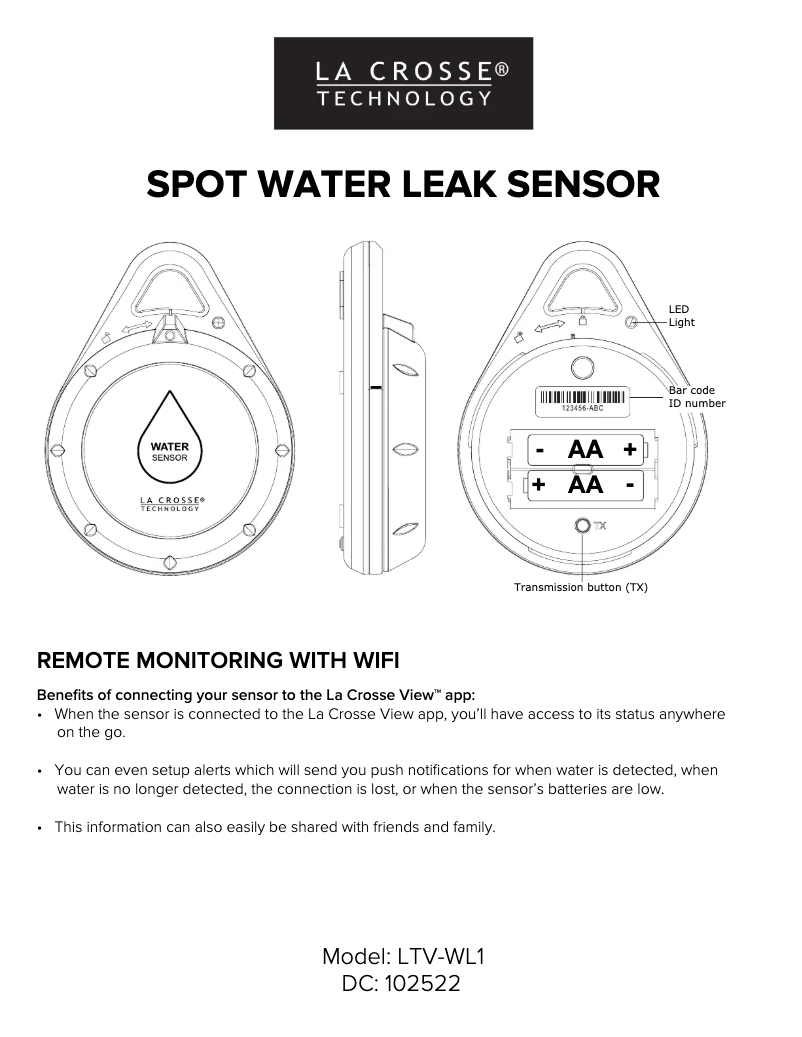 Imagen de la primera página del manual del dispositivo LTV-WL1