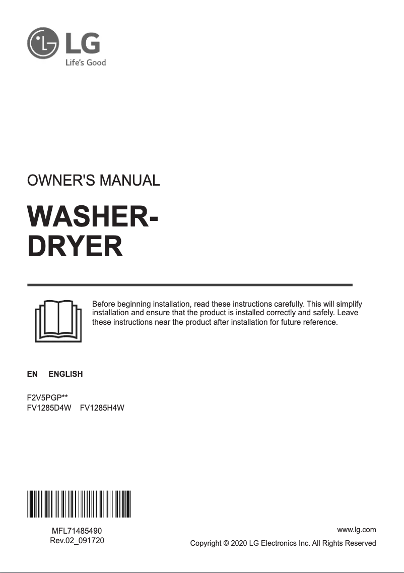 Página nº 1 - Manual de usuario LG FV1285H4W