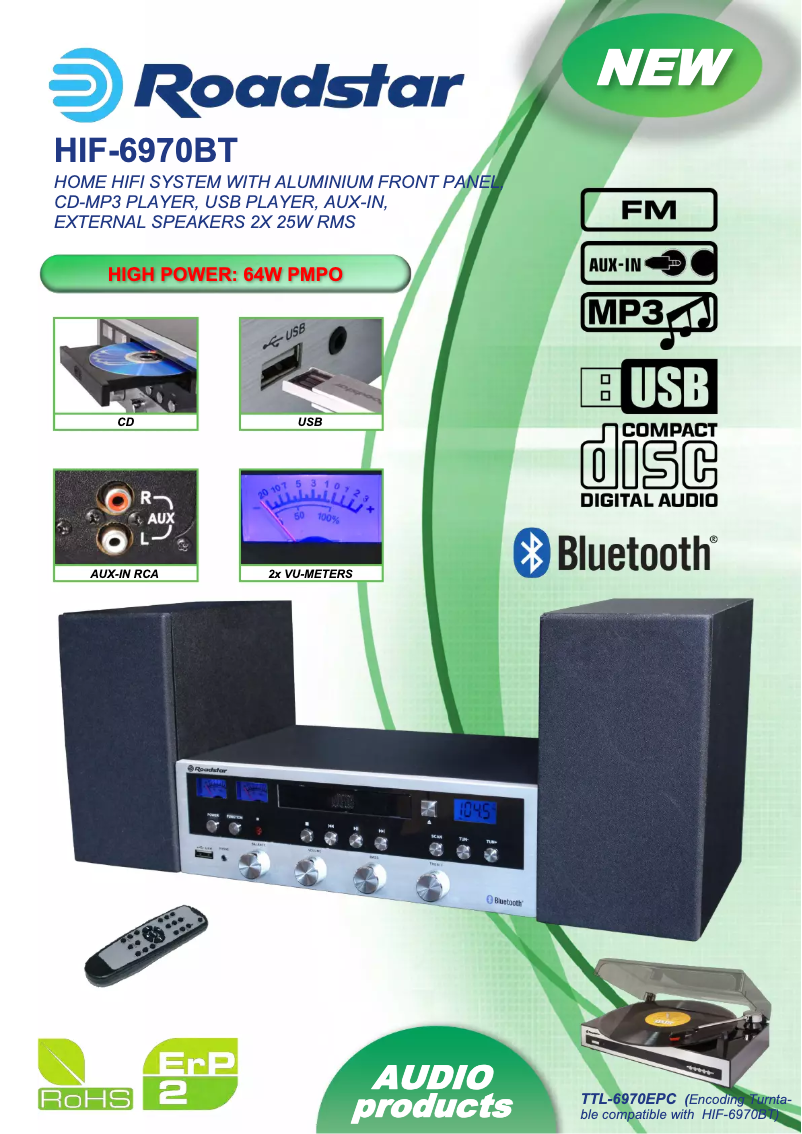 Página 1 del manual Ficha técnica Roadstar HIF-6970BT