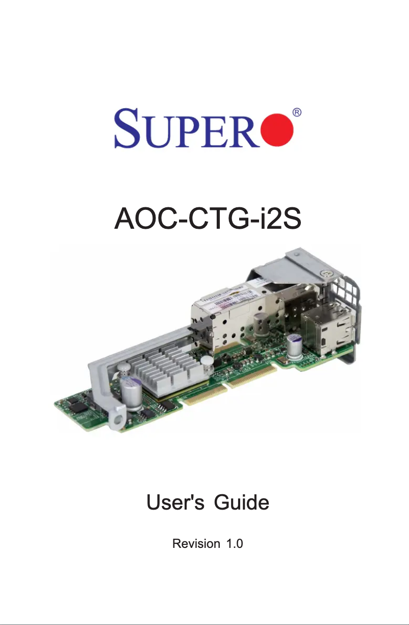Página 1 del manual Manual de usuario Supermicro AOC-CTG-i2S