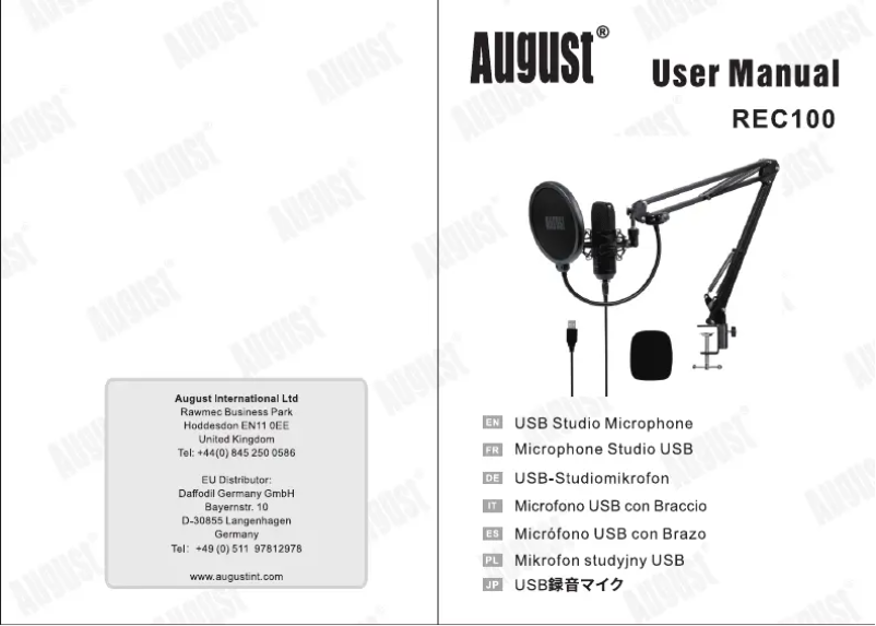 Página 1 del manual Manual de usuario August REC100