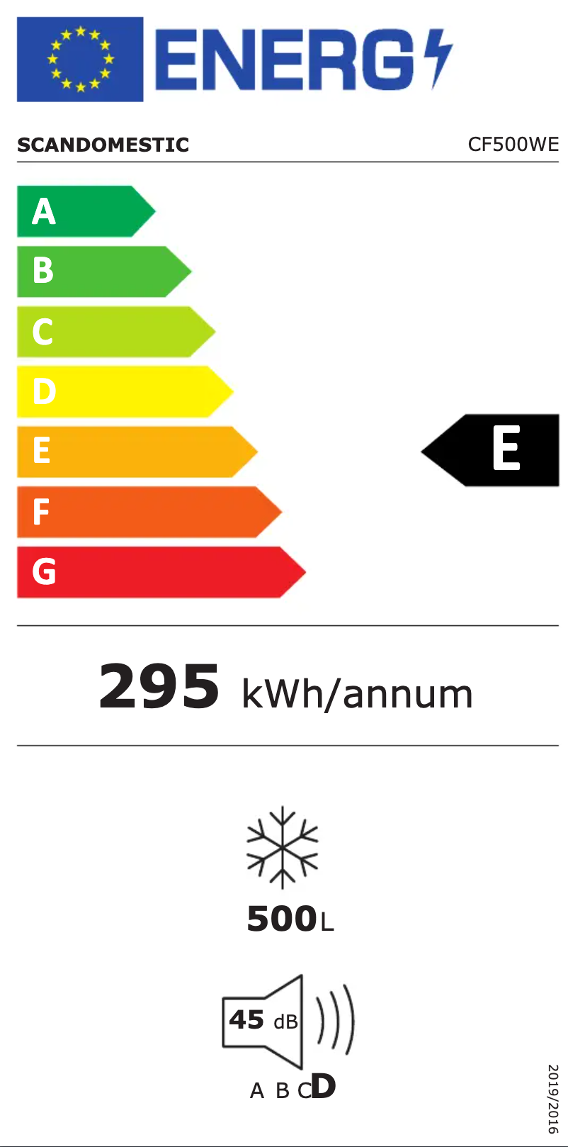 Página 1 del manual Etiqueta energética Scandomestic CF500WE