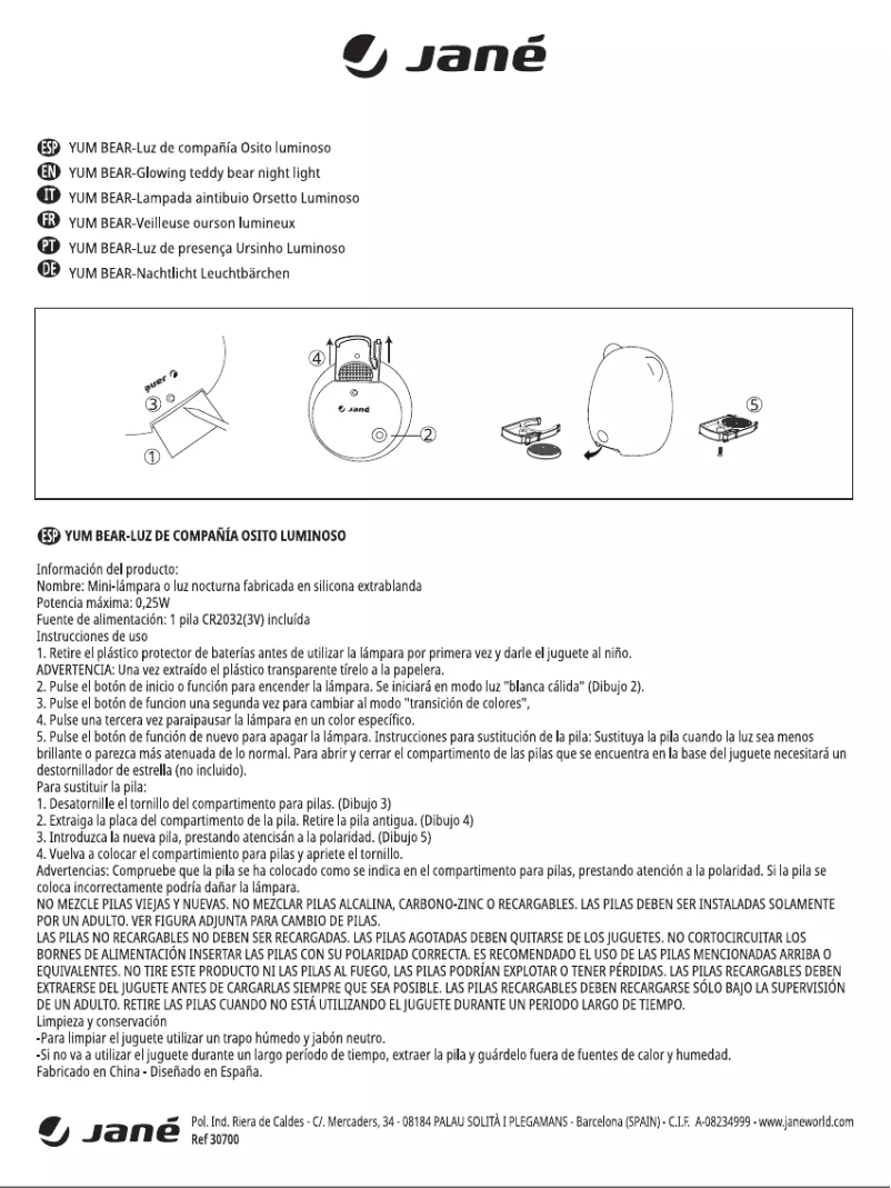 Imagen de la primera página del manual del dispositivo Yum Bear Big