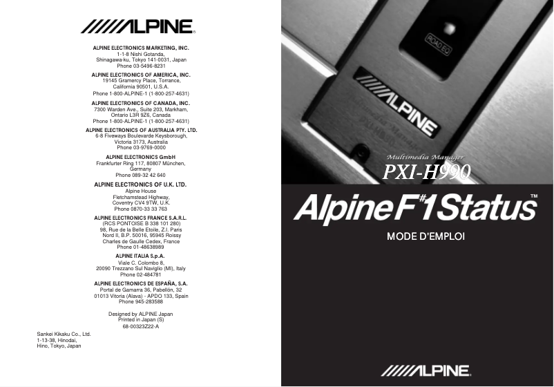 Página nº 1 - Manual de usuario Alpine PXI-H990