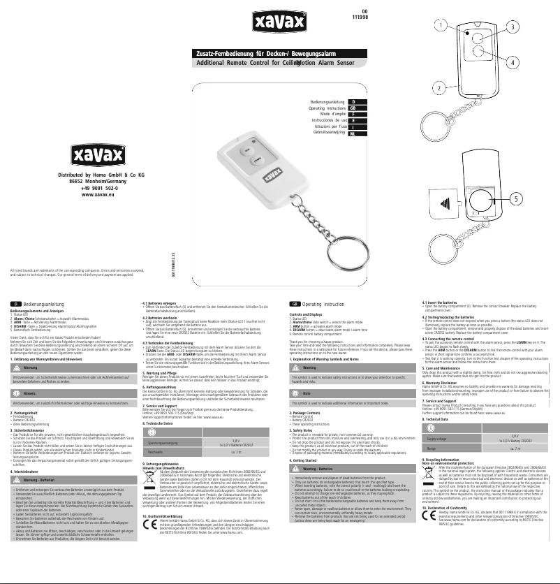 Página 1 del manual Manual de usuario Xavax 00111998