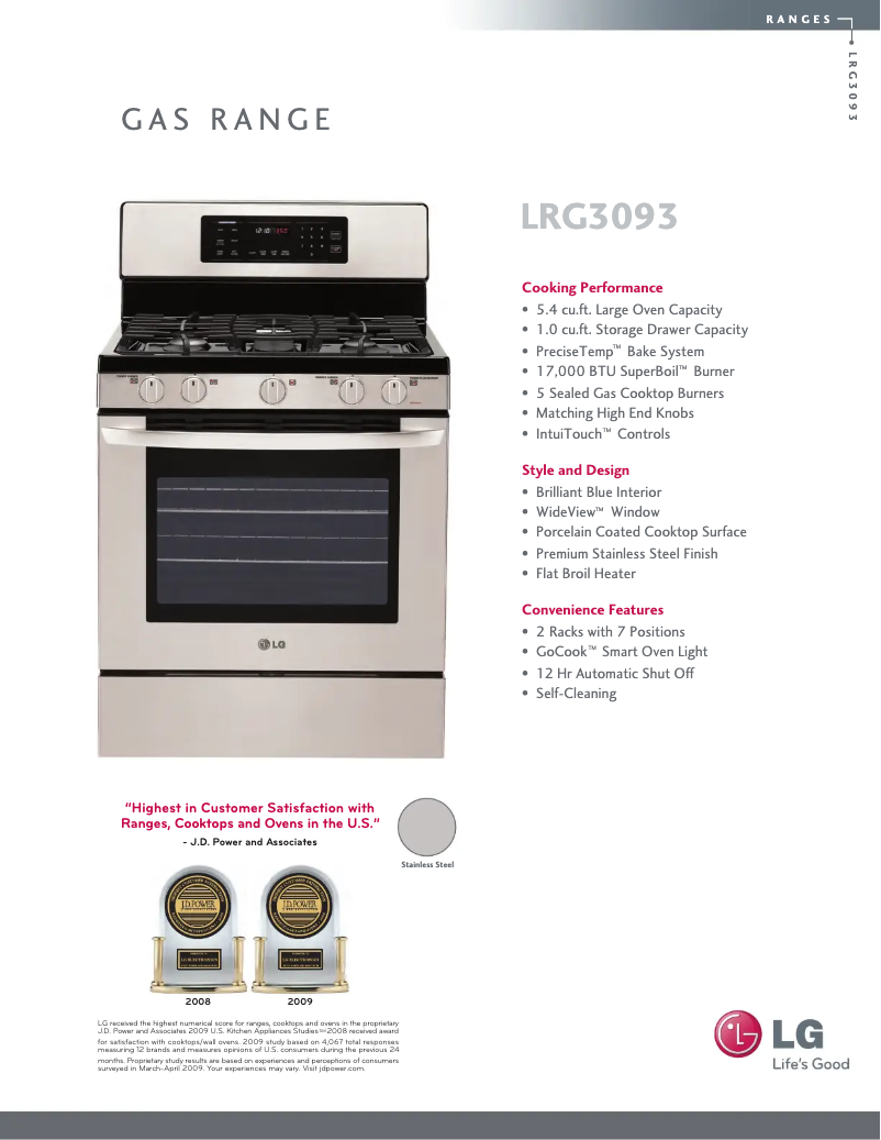 Imagen de la primera página del manual del dispositivo LRG3093ST