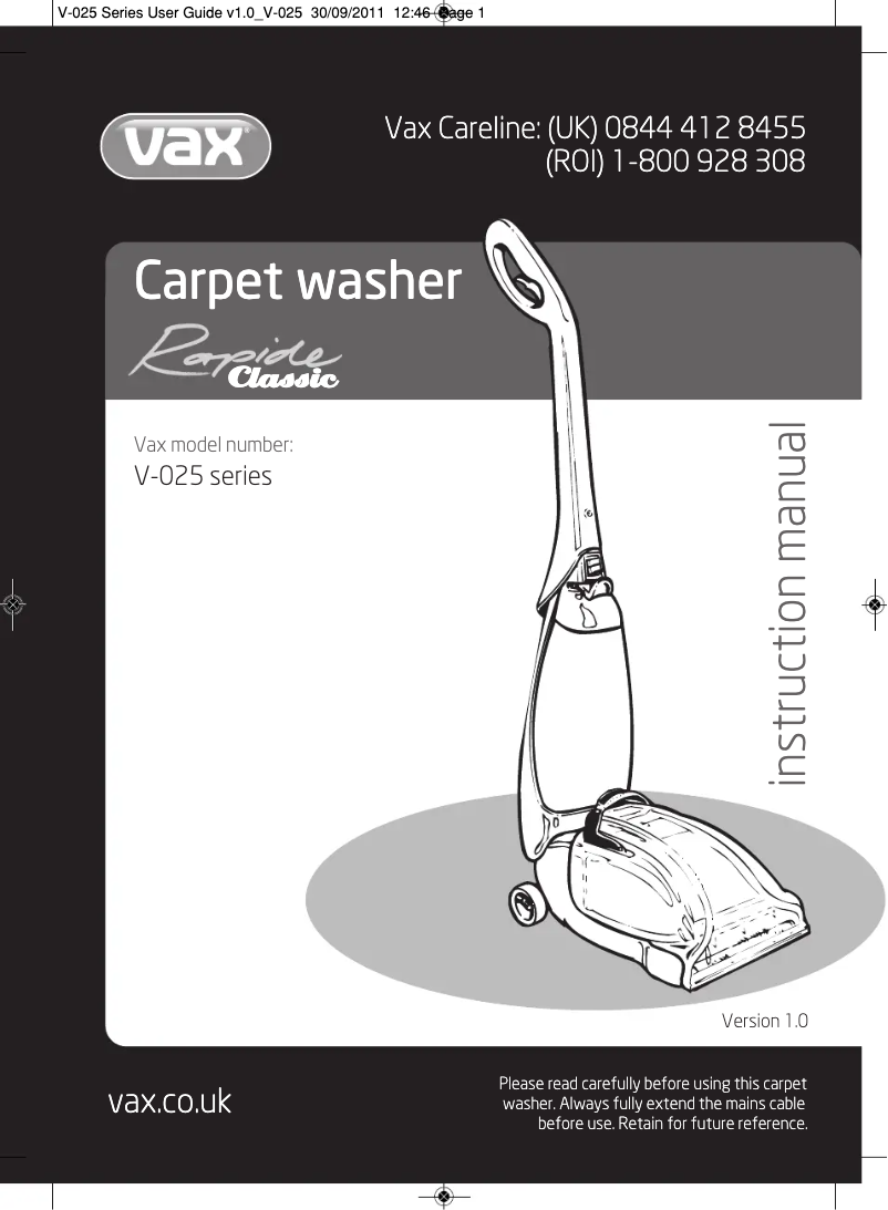 Imagen de la primera página del manual del dispositivo Rapide Classic V-024