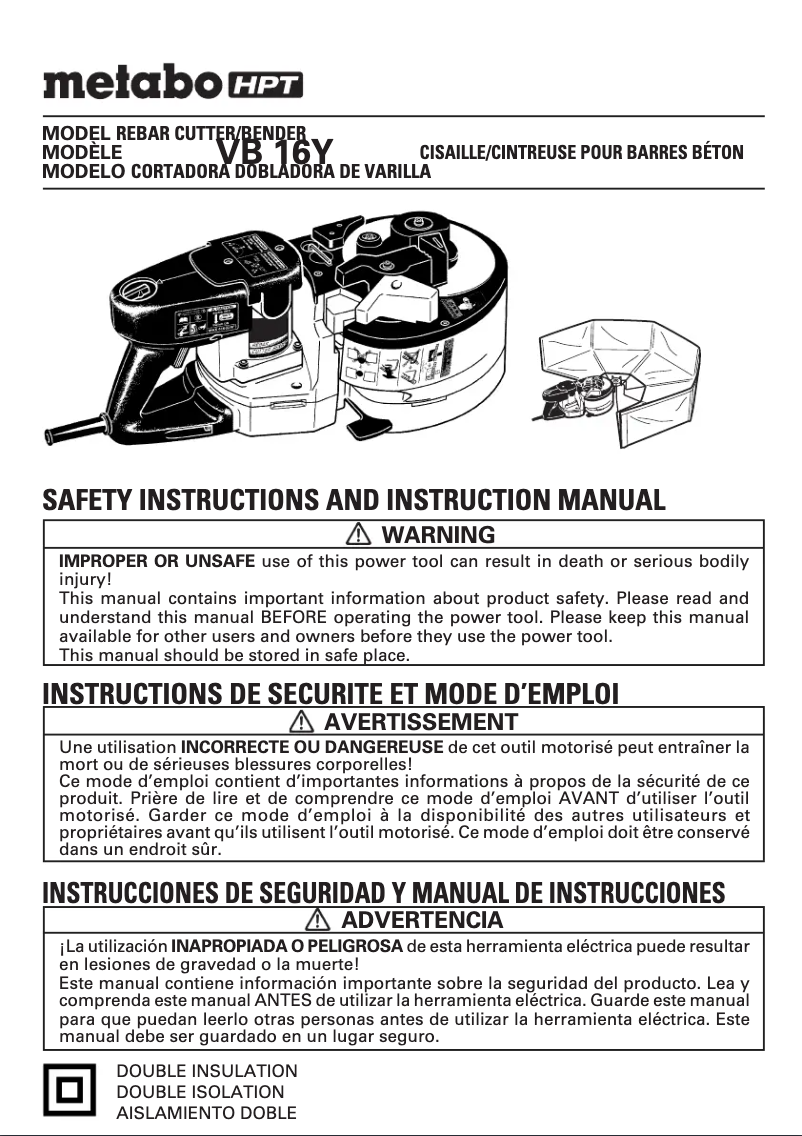 Imagen de la primera página del manual del dispositivo VB16Y