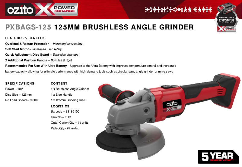 Página nº 1 - Ficha técnica Ozito PXBAGS-125