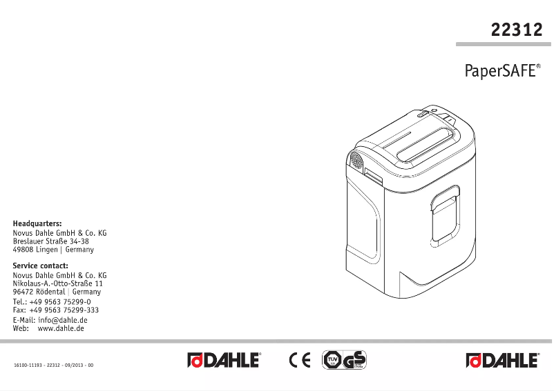 Página 1 del manual Manual de usuario Dahle PaperSafe 22312