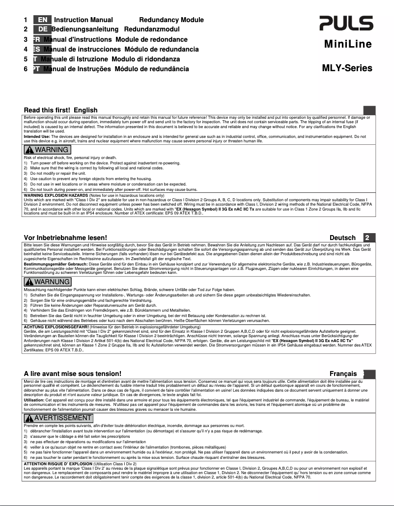 Imagen de la primera página del manual del dispositivo MLY10.241