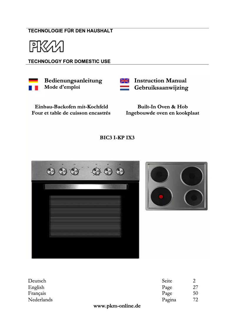 Página 1 del manual Manual de usuario PKM BIC3 I-KP-IX-3