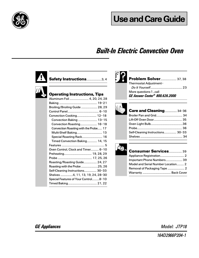 Página 1 del manual Manual de usuario GE Profile JTP18AWAA