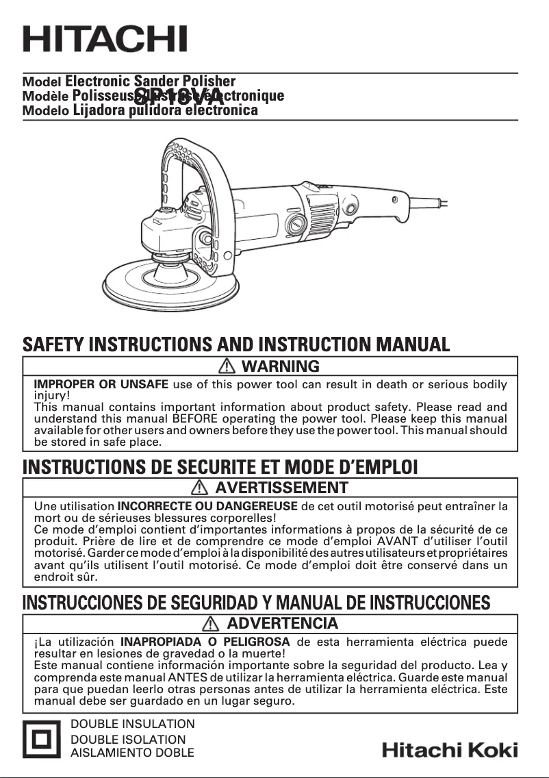 Página 1 del manual Manual de usuario HiKOKI SP 18VA