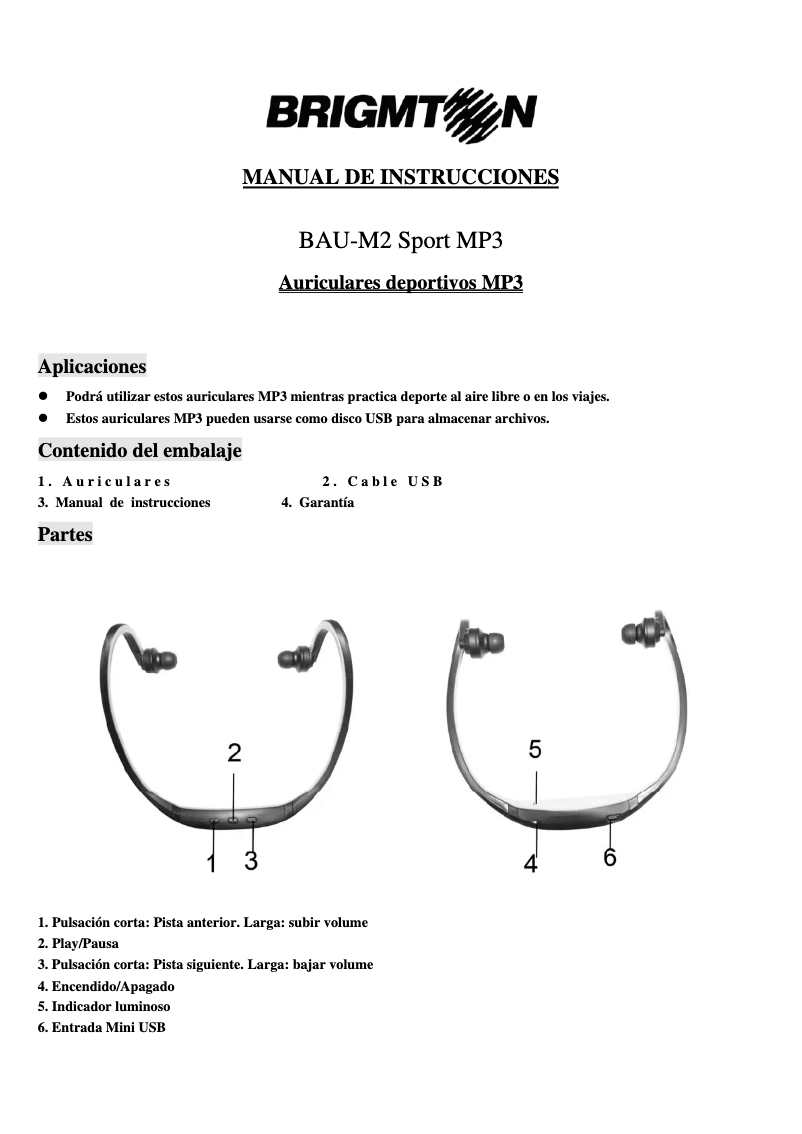 Página nº 1 - Manual de usuario Brigmton BAU-M2