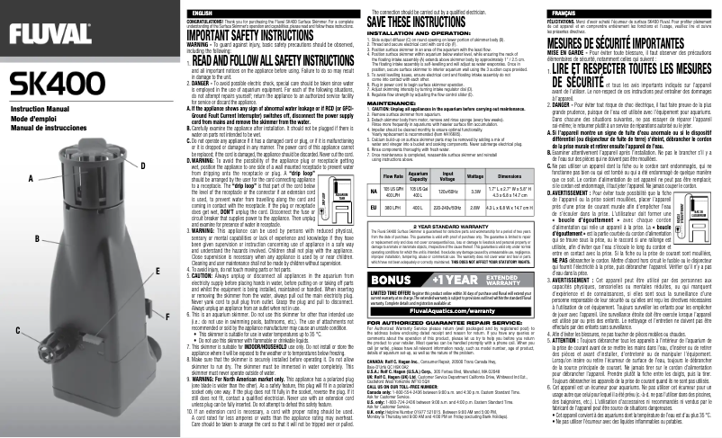 Imagen de la primera página del manual del dispositivo SK400