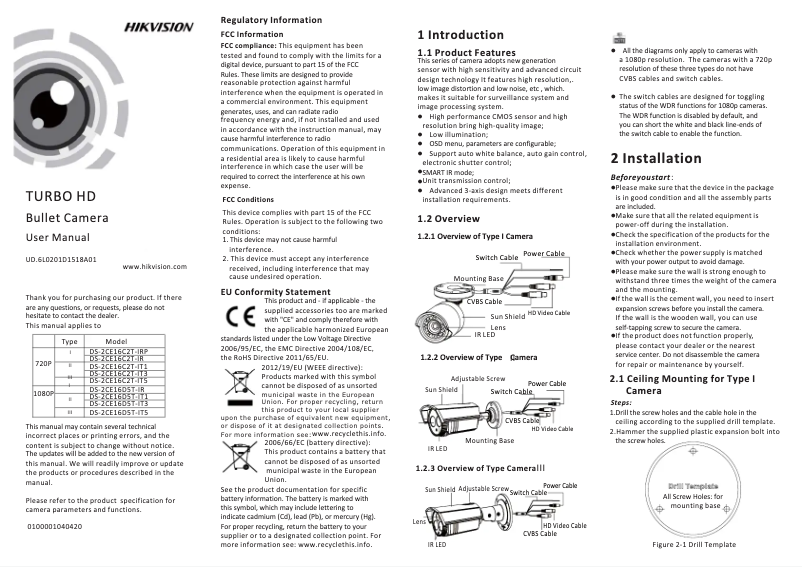 Imagen de la primera página del manual del dispositivo DS-2CE16C2T-IT3(12MM)